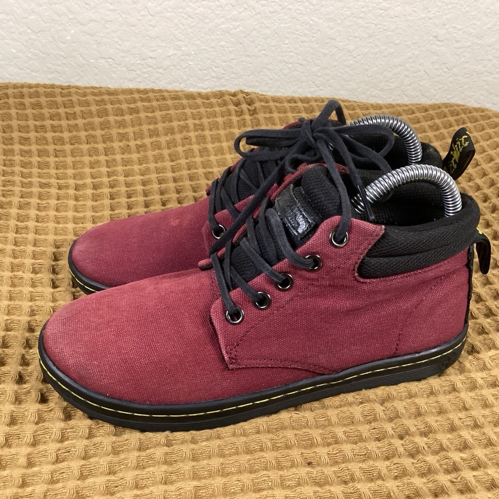 Dr. Martens Belmont 5-Eye Canvas Boots Womens US Sz 6 Oxblood Red Y10665